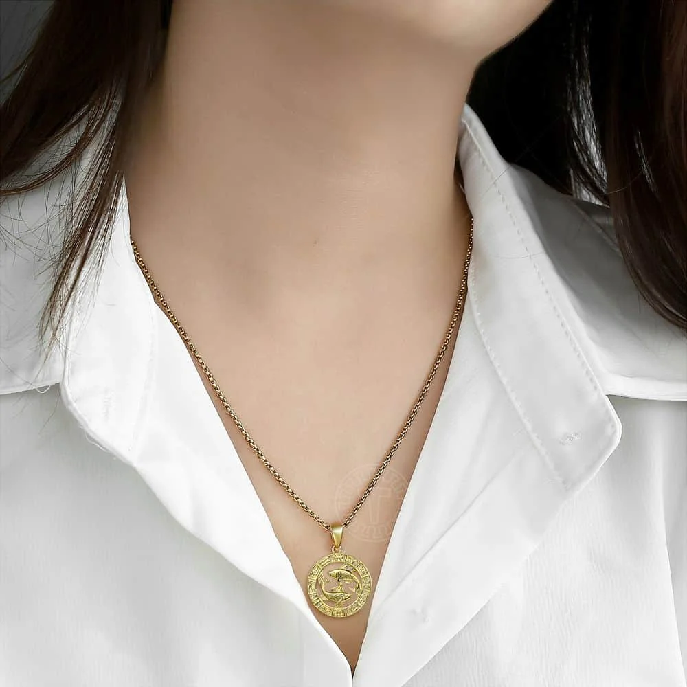 Men's Women's 12 Horoscope Zodiac Sign Gold Color Pendant Necklace Aries Leo Wholesale 12 Constellations Jewelry GPM24