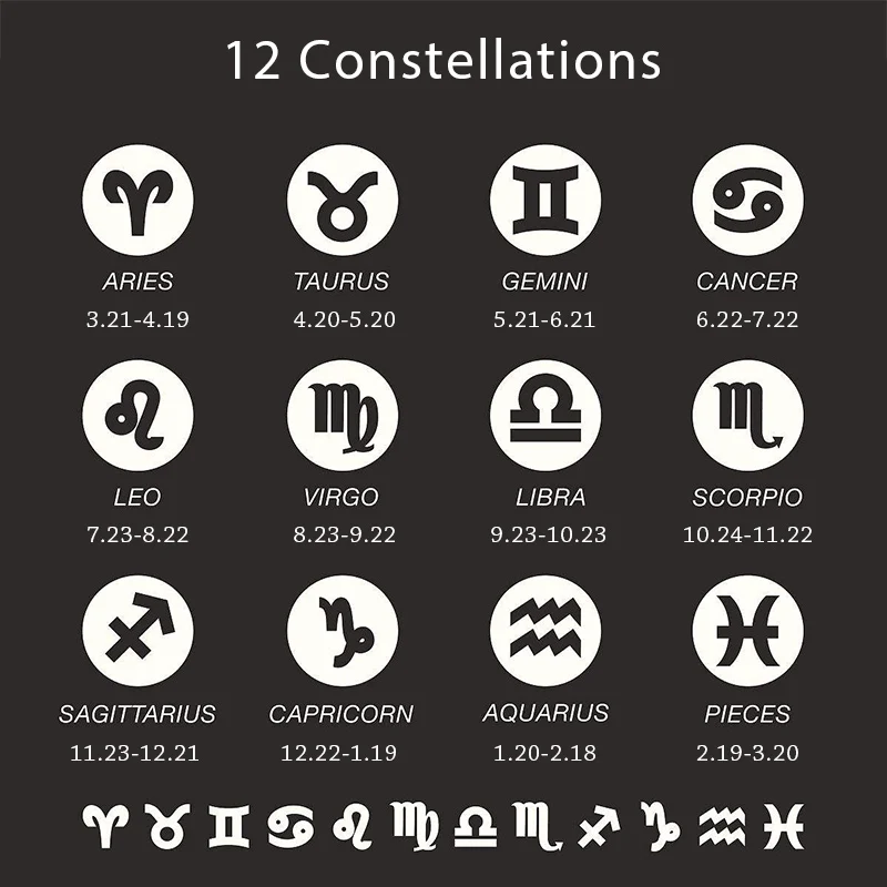 Men's Women's 12 Horoscope Zodiac Sign Gold Color Pendant Necklace Aries Leo Wholesale 12 Constellations Jewelry GPM24