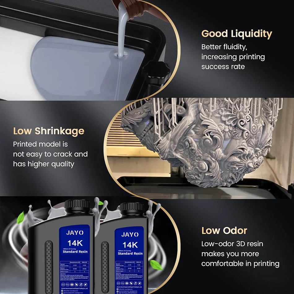 JAYO Standard/ABS-Like/Toughness/Like PA Resin 5KG 395-405nm UV Curing  Photopolymer Rapid Resin for LCD/DLP/SLA 3D Printer