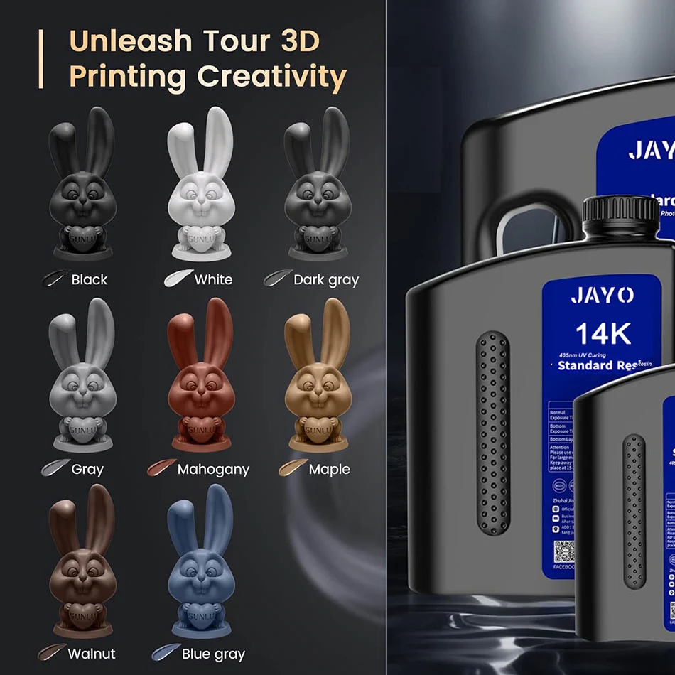 JAYO Standard/ABS-Like/Toughness/Like PA Resin 5KG 395-405nm UV Curing  Photopolymer Rapid Resin for LCD/DLP/SLA 3D Printer