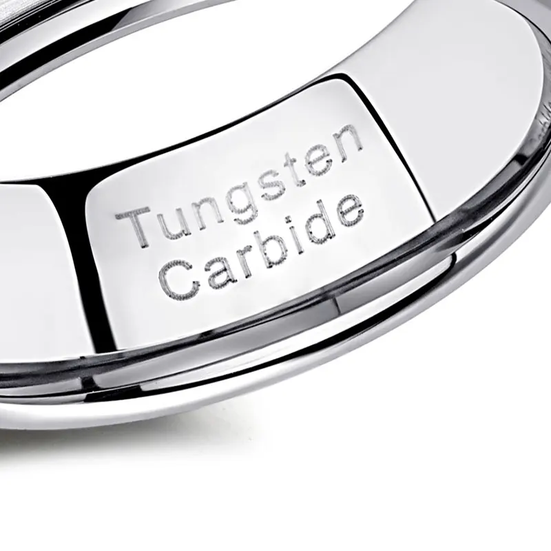 Newshe Men's Wedding Band Brushed Finished Tungsten Carbide Promise Rings for Men Charm Half Eternity Round Zircon Jewelry