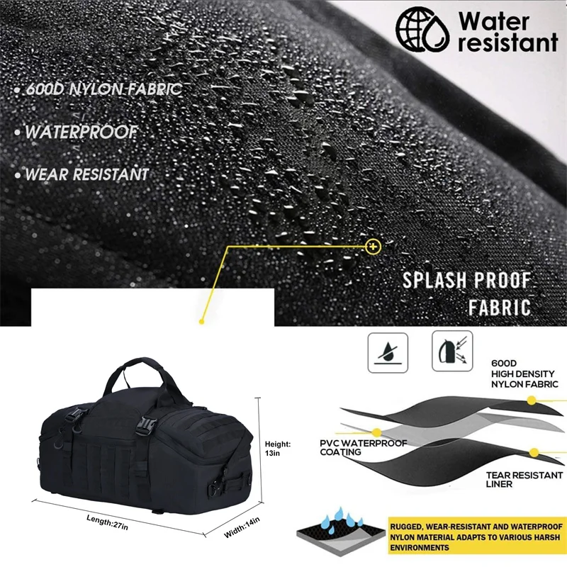 LQARMY 25 45 80L Waterproof Travel Bags Large Capacity Luggage Bags Men Duffel Bag Travel Tote Weekend Bag Duffel Bags