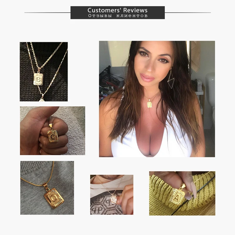 2020 Fashion 26 Letters Square Charm Necklaces Choker Figaro Link Chain Gold Color Length Adjustable Fashion Jewelry Gift GPM05H