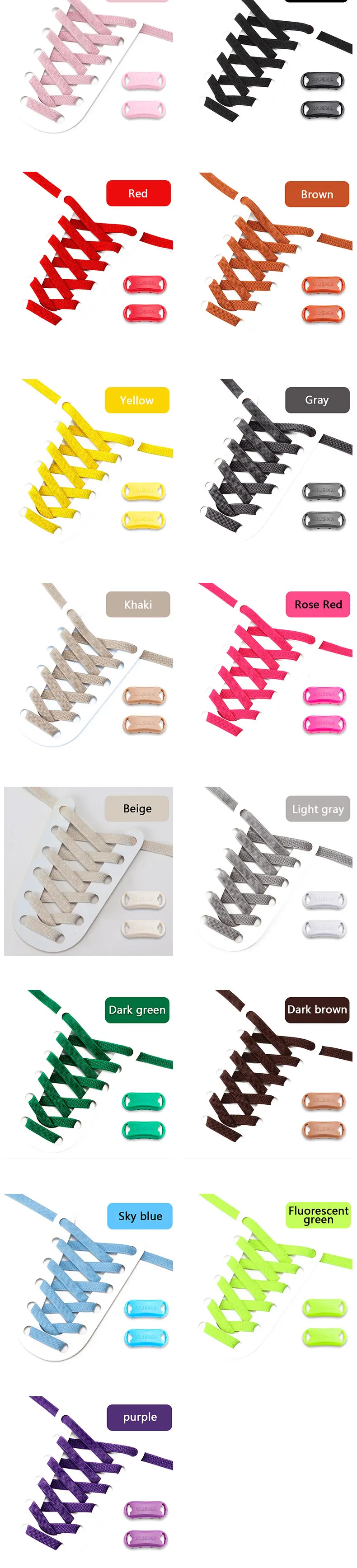 1Pair Elastic Laces Sneakers Tennis No Tie Shoelaces Adults Kids 8MM Wide Flats Rubber Shoelace Without Ties Shoes Accesories