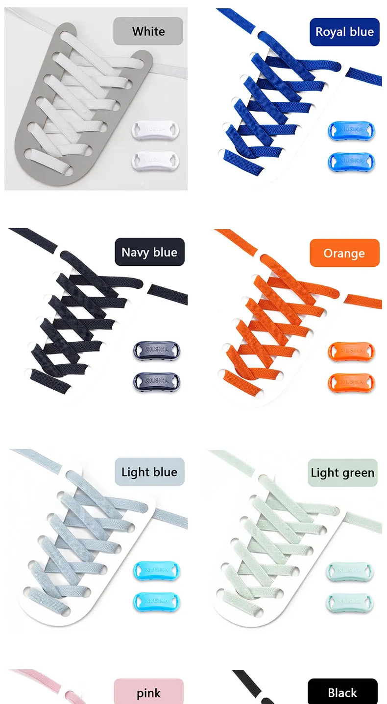 1Pair Elastic Laces Sneakers Tennis No Tie Shoelaces Adults Kids 8MM Wide Flats Rubber Shoelace Without Ties Shoes Accesories