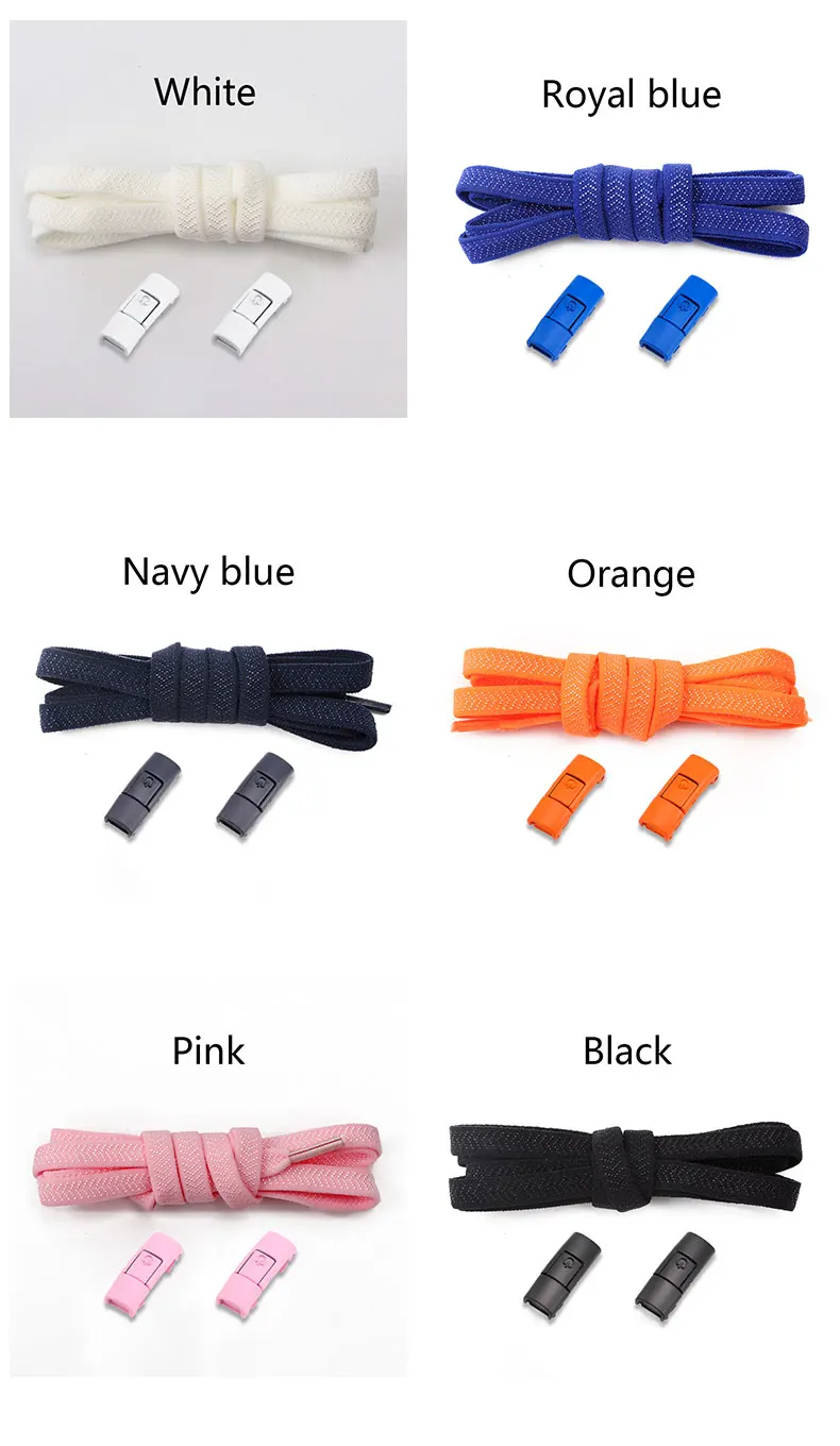 No Tie Shoe laces Colorful Press Lock Flats Shoelace Without ties 8mm Thick Tennis Elastic Laces for Sports Shoes Accessories