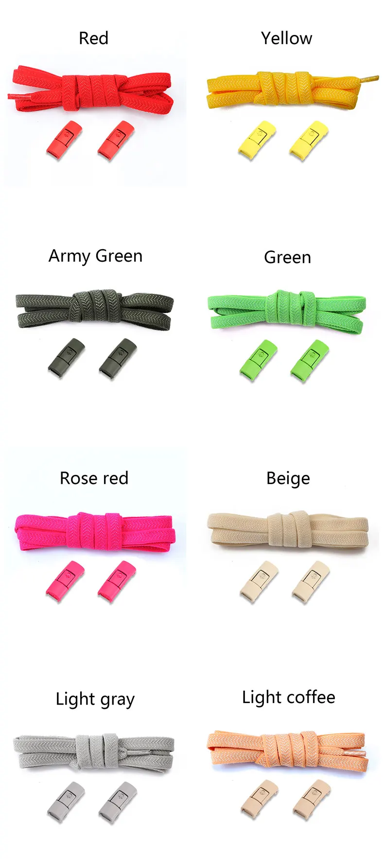 No Tie Shoe laces Colorful Press Lock Flats Shoelace Without ties 8mm Thick Tennis Elastic Laces for Sports Shoes Accessories