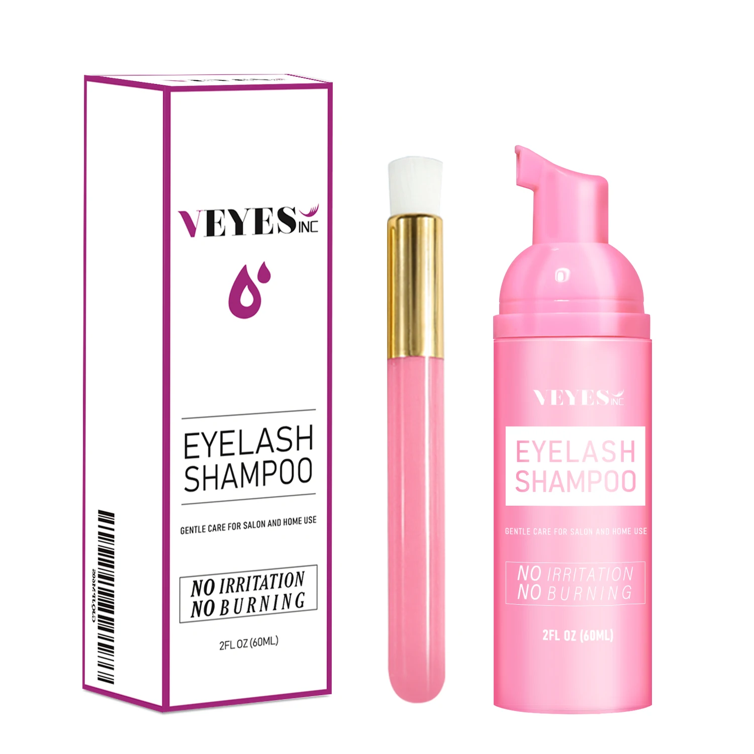 Veyes Inc Refreshing Eyelash Shampoo for Eyelash Extensions Veyelash Clean Mousse Gentle Cleansing Foam With Eyelash Wash Brush