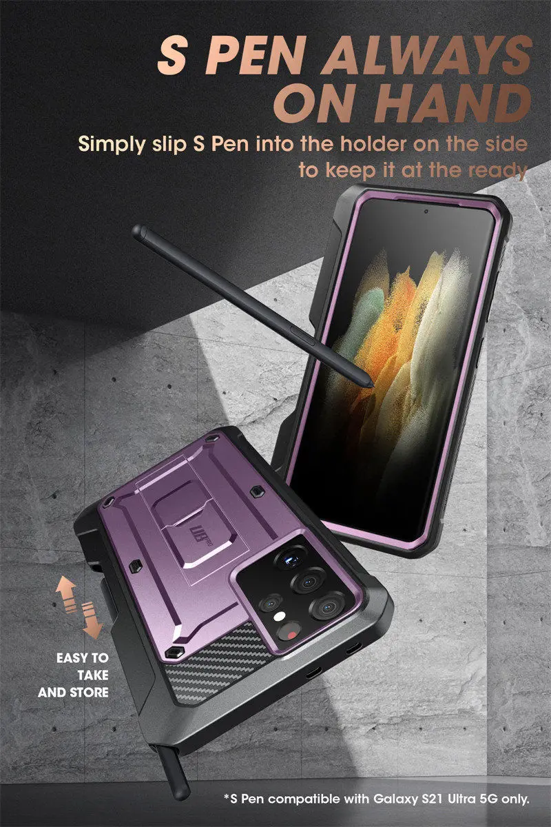 For Samsung Galaxy S21 Ultra 5G Case (2021 Release) SUPCASE UB Pro Full-Body Dual Layer Rugged Holster Kickstand with S Pen Slot