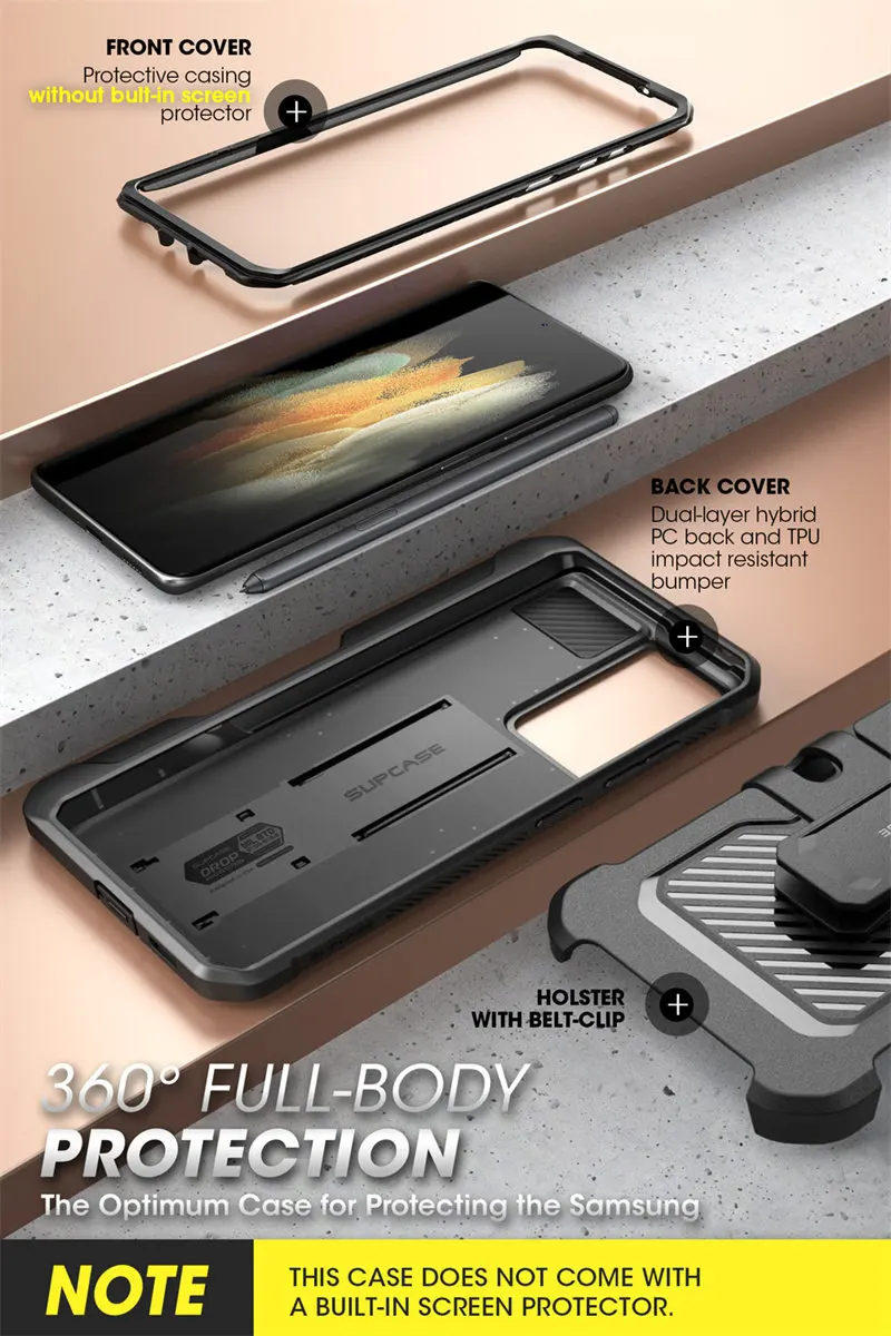 For Samsung Galaxy S21 Ultra 5G Case (2021 Release) SUPCASE UB Pro Full-Body Dual Layer Rugged Holster Kickstand with S Pen Slot