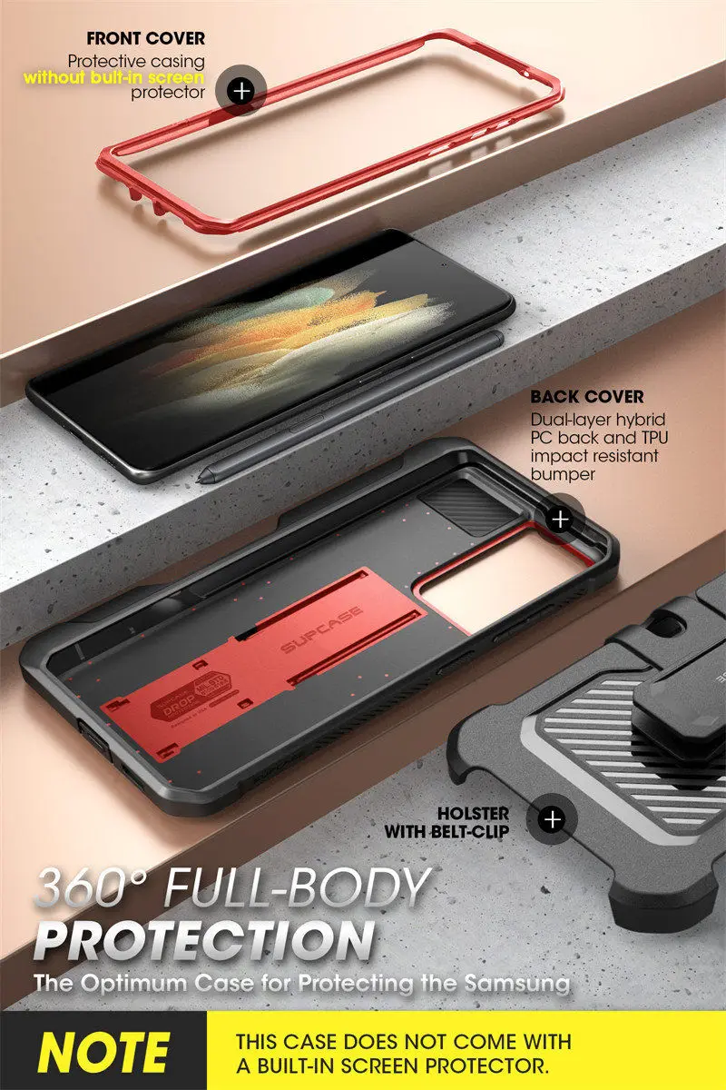 For Samsung Galaxy S21 Ultra 5G Case (2021 Release) SUPCASE UB Pro Full-Body Dual Layer Rugged Holster Kickstand with S Pen Slot