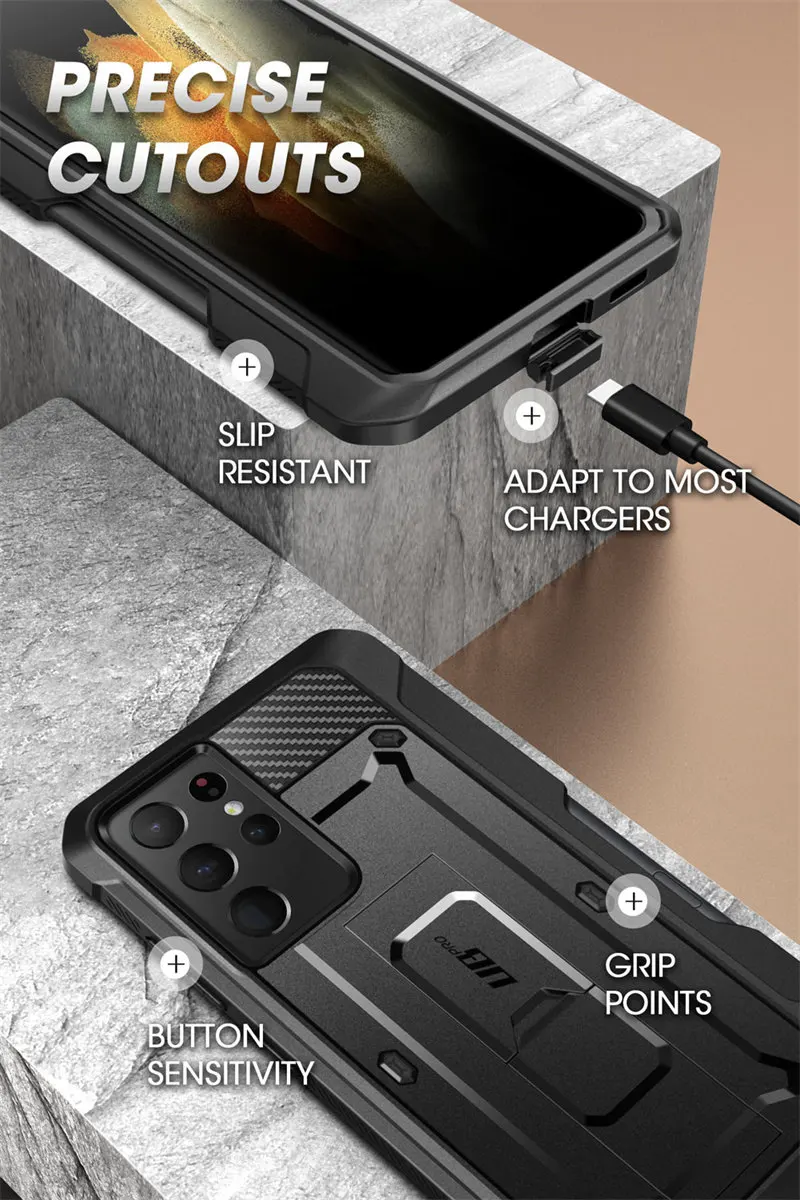 For Samsung Galaxy S21 Ultra 5G Case (2021 Release) SUPCASE UB Pro Full-Body Dual Layer Rugged Holster Kickstand with S Pen Slot