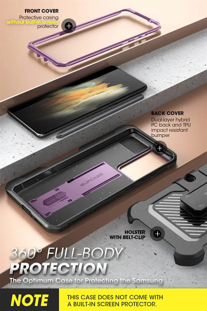 For Samsung Galaxy S21 Ultra 5G Case (2021 Release) SUPCASE UB Pro Full-Body Dual Layer Rugged Holster Kickstand with S Pen Slot
