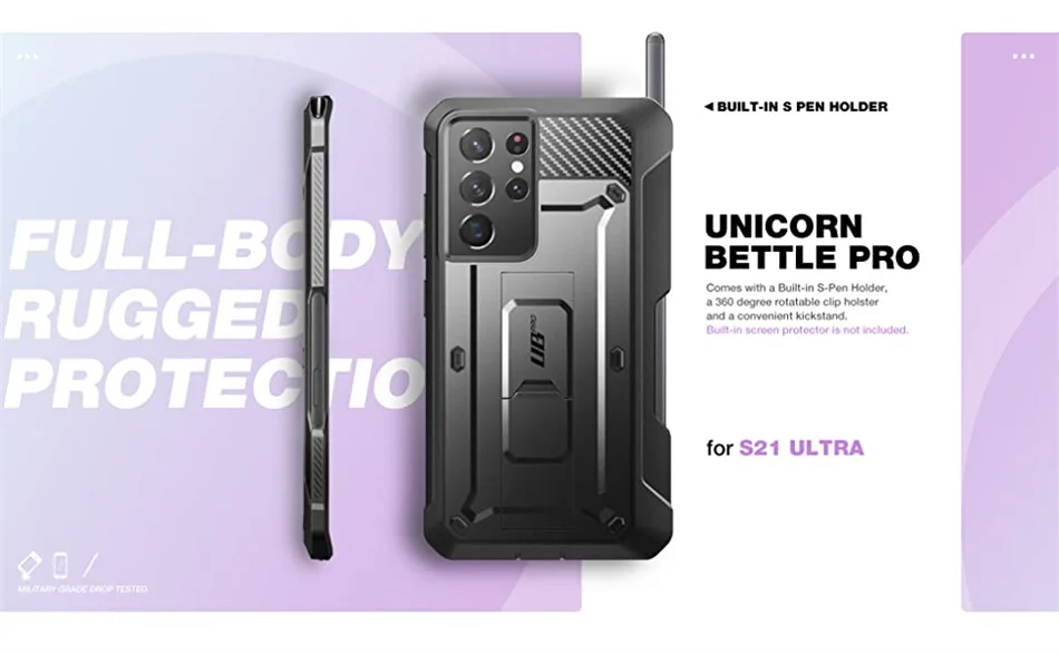 For Samsung Galaxy S21 Ultra 5G Case (2021 Release) SUPCASE UB Pro Full-Body Dual Layer Rugged Holster Kickstand with S Pen Slot