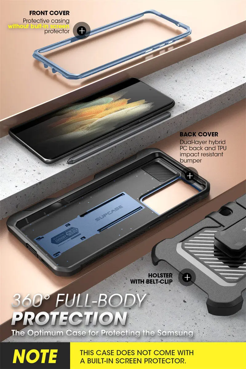 For Samsung Galaxy S21 Ultra 5G Case (2021 Release) SUPCASE UB Pro Full-Body Dual Layer Rugged Holster Kickstand with S Pen Slot