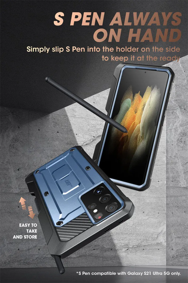 For Samsung Galaxy S21 Ultra 5G Case (2021 Release) SUPCASE UB Pro Full-Body Dual Layer Rugged Holster Kickstand with S Pen Slot