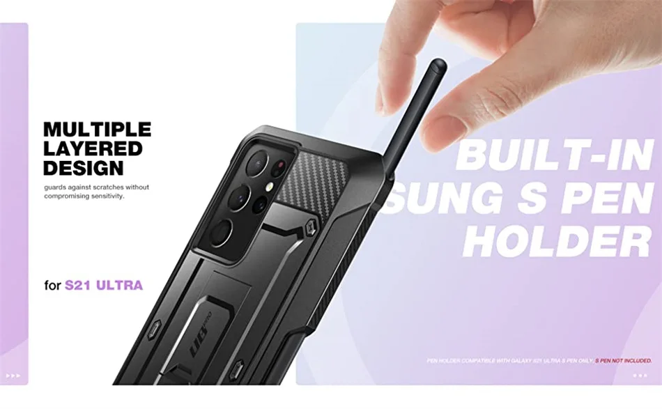For Samsung Galaxy S21 Ultra 5G Case (2021 Release) SUPCASE UB Pro Full-Body Dual Layer Rugged Holster Kickstand with S Pen Slot