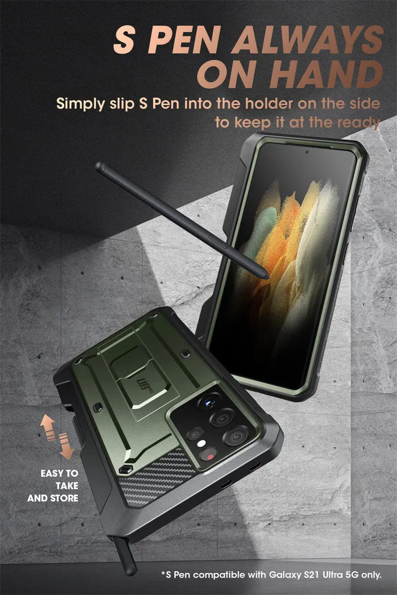 For Samsung Galaxy S21 Ultra 5G Case (2021 Release) SUPCASE UB Pro Full-Body Dual Layer Rugged Holster Kickstand with S Pen Slot