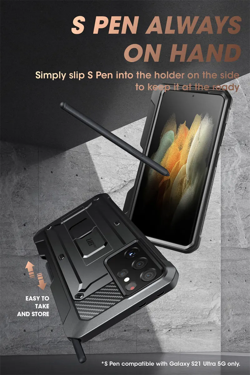 For Samsung Galaxy S21 Ultra 5G Case (2021 Release) SUPCASE UB Pro Full-Body Dual Layer Rugged Holster Kickstand with S Pen Slot
