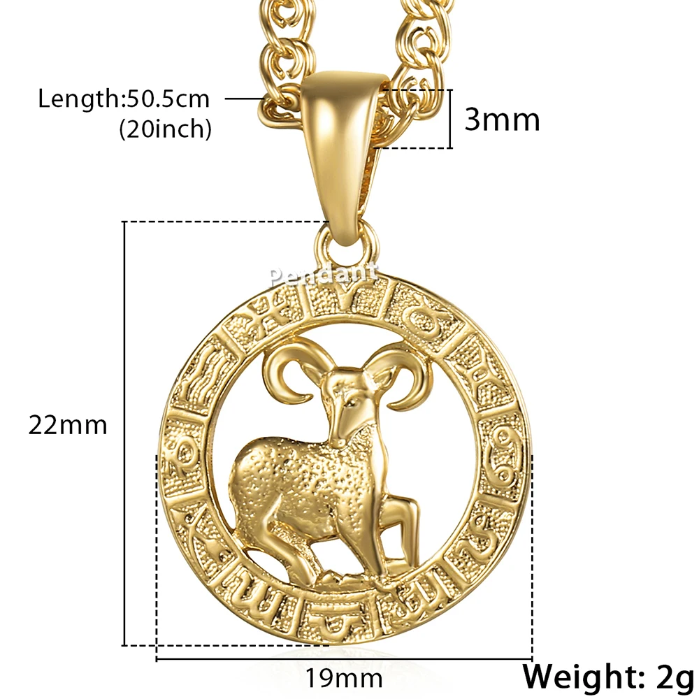 12 Horoscope Zodiac Sign Charm Necklace Gold Color Snake Link Chain 20inch Dropshipping Christmas Gifts GP358