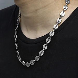 Coffee Beans Link Chain 7/9/11MM Necklace Gold Color Silver Color Stainless Steel Men Women Geometric Rope Jewelry Wholesale