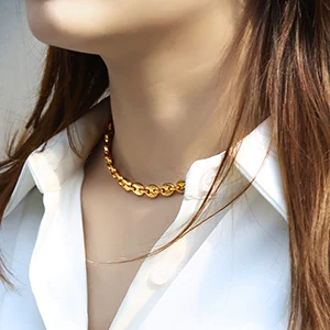 Coffee Beans Link Chain 7/9/11MM Necklace Gold Color Silver Color Stainless Steel Men Women Geometric Rope Jewelry Wholesale