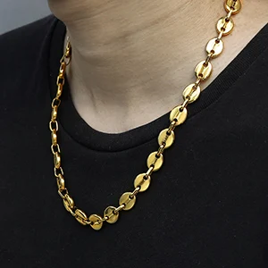 Coffee Beans Link Chain 7/9/11MM Necklace Gold Color Silver Color Stainless Steel Men Women Geometric Rope Jewelry Wholesale
