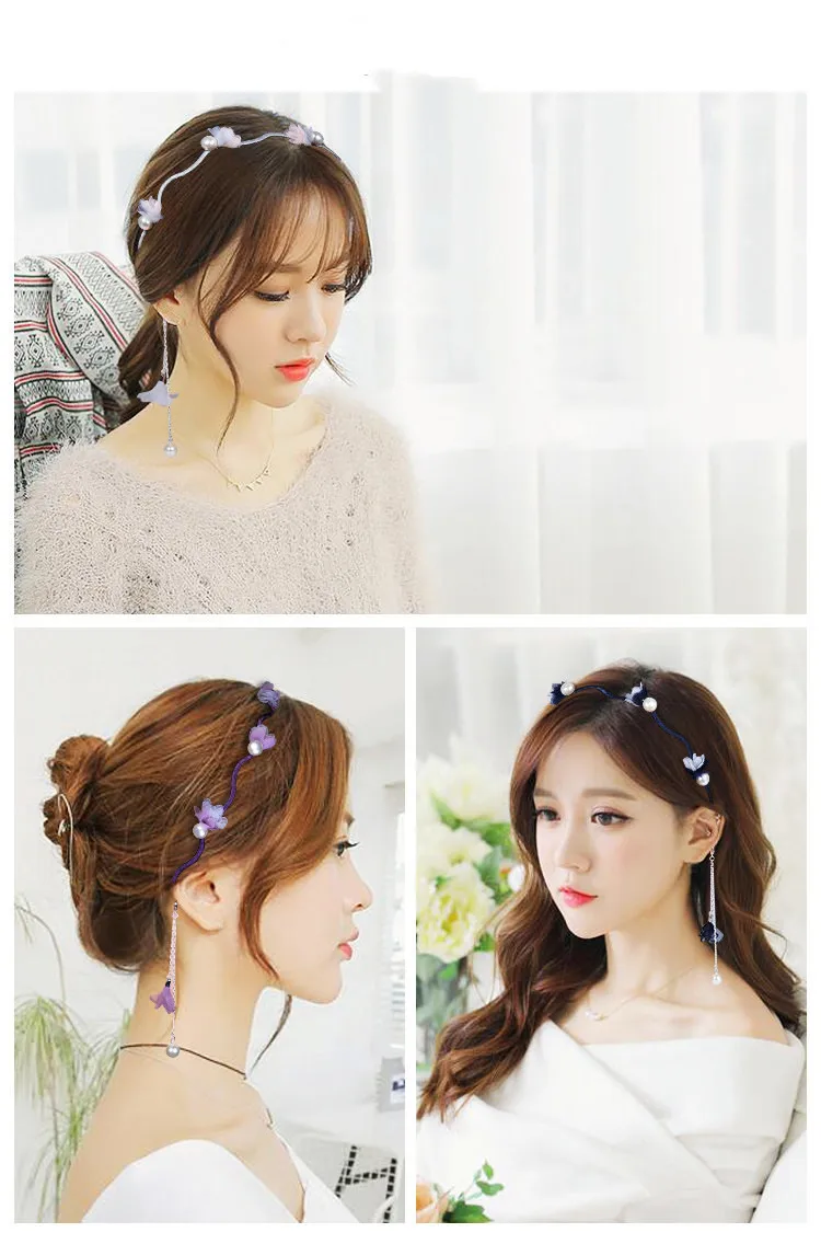 Tassel Earring Hair Hoop Novelty Women Girl Hairbands Sweet Hair Bezel Streamer Pandent Headband Fashion Hair Accessories