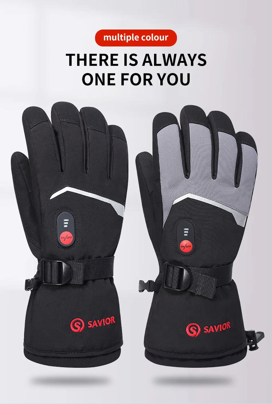 Savior Heat Battery Heated Motorcycle Gloves Goat Skin Leather 3 Shift Temperature Control Waterproof Electric Heated Gloves