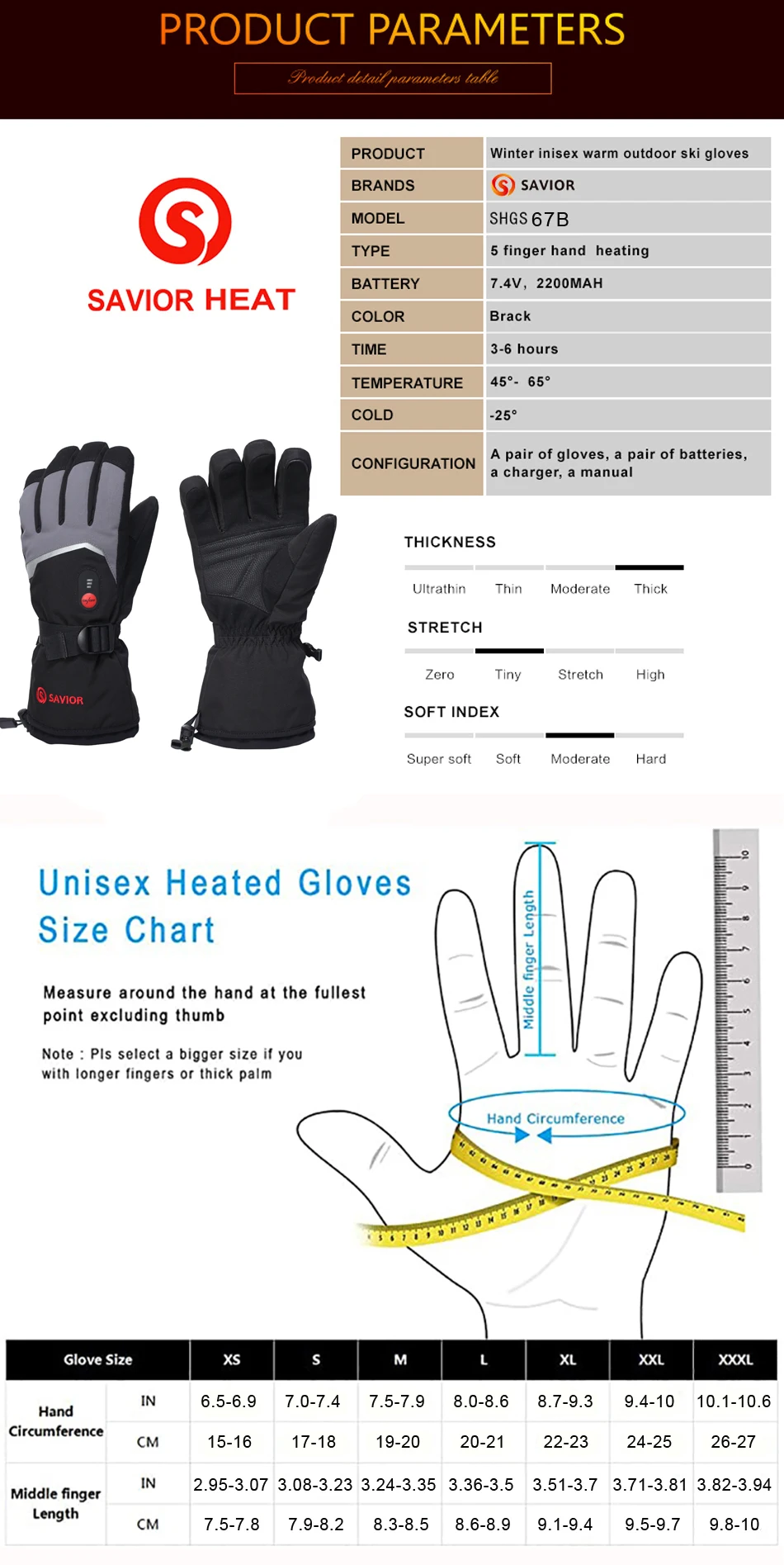 Savior Heat Battery Heated Motorcycle Gloves Goat Skin Leather 3 Shift Temperature Control Waterproof Electric Heated Gloves