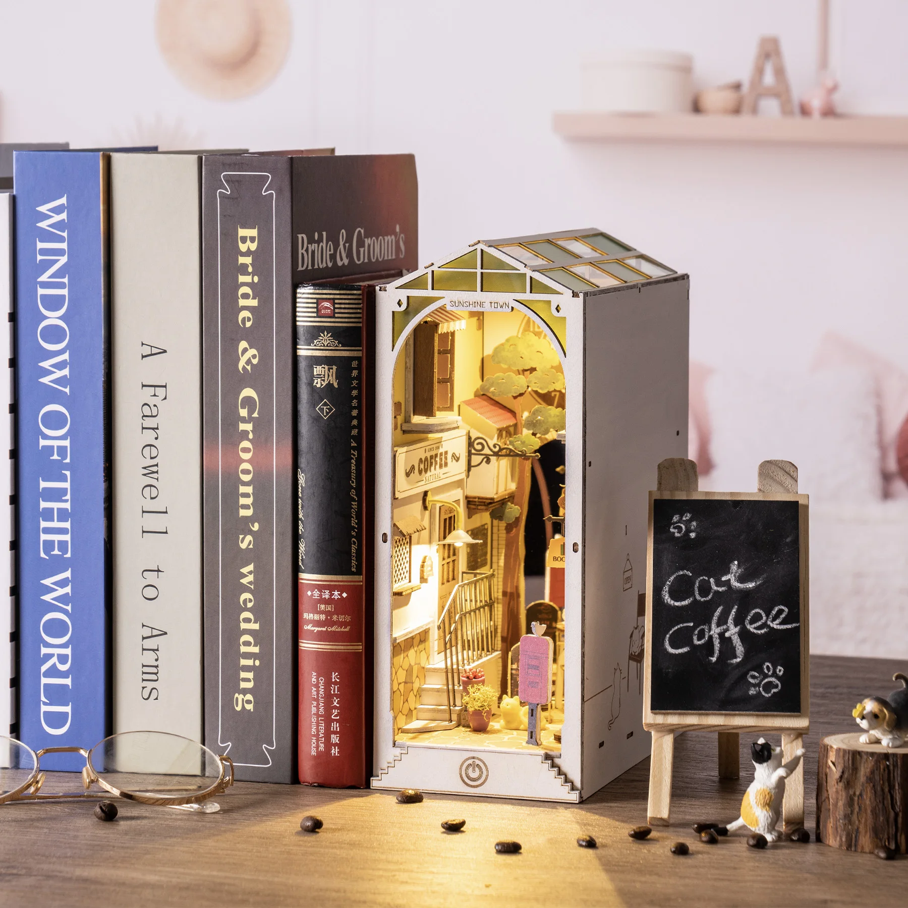 Robotime Rolife Book Nooks Series Stories in Books 4 Kinds DIY Wooden Miniature House Furniture Sakura Densya TGB01 Dropshipping