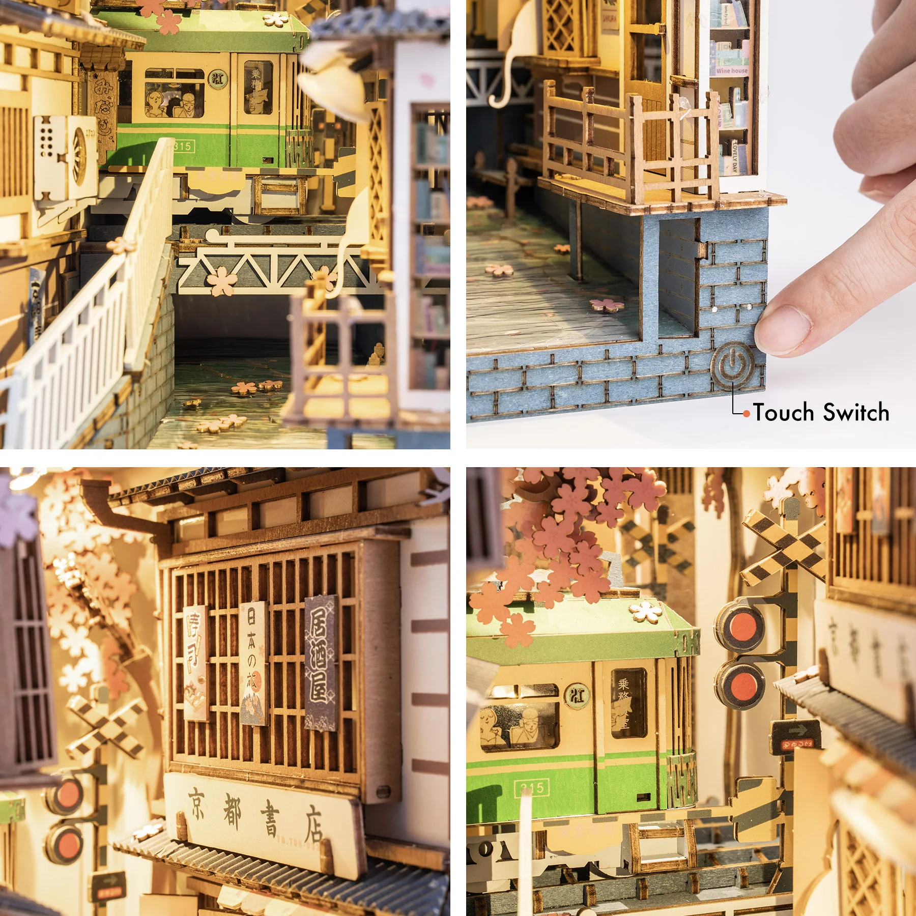 Robotime Rolife Book Nooks Series Stories in Books 4 Kinds DIY Wooden Miniature House Furniture Sakura Densya TGB01 Dropshipping