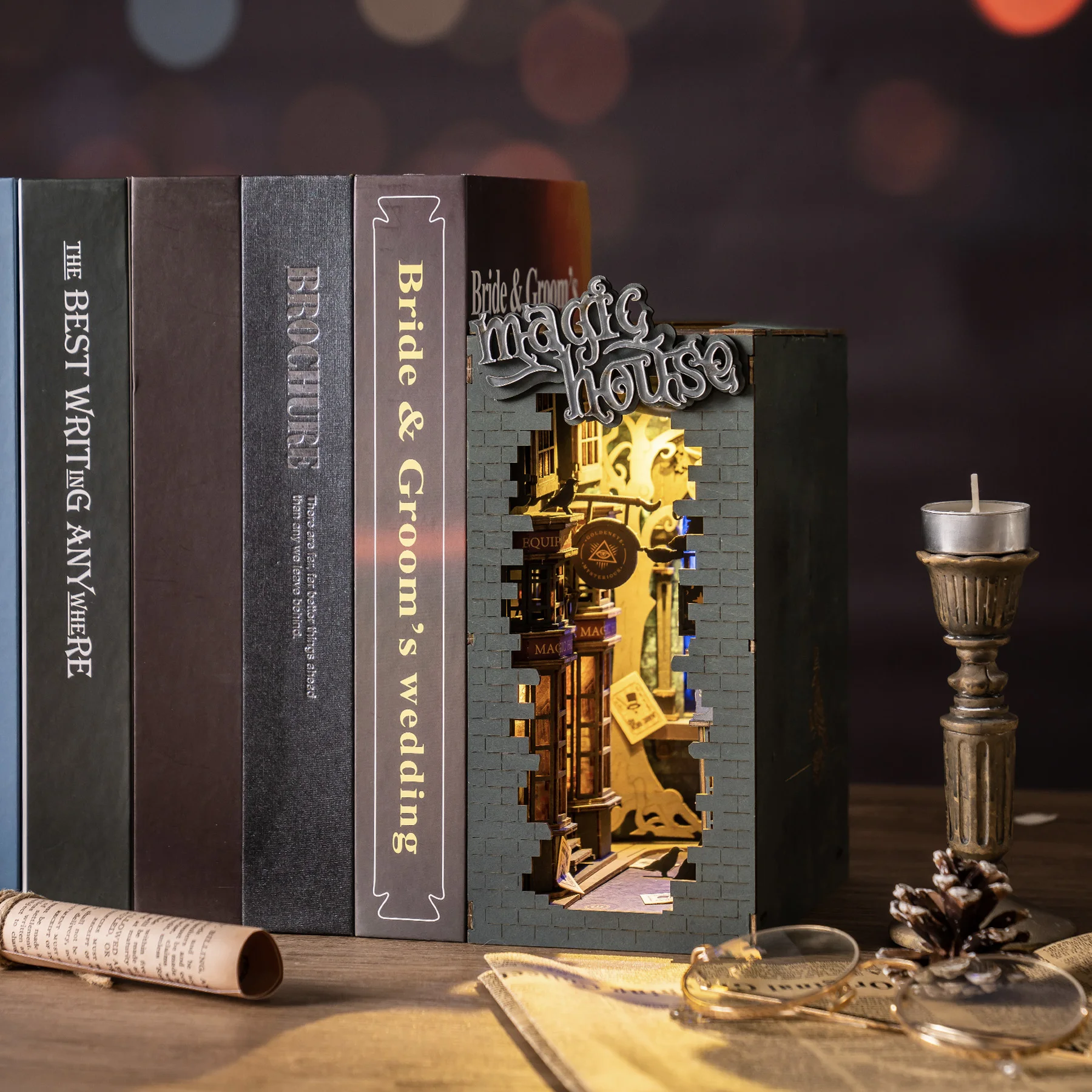 Robotime Rolife Book Nooks Series Stories in Books 4 Kinds DIY Wooden Miniature House Furniture Sakura Densya TGB01 Dropshipping