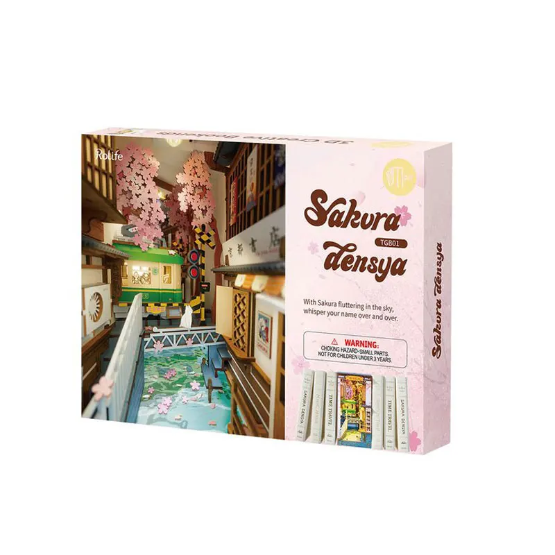 Robotime Rolife Book Nooks Series Stories in Books 4 Kinds DIY Wooden Miniature House Furniture Sakura Densya TGB01 Dropshipping