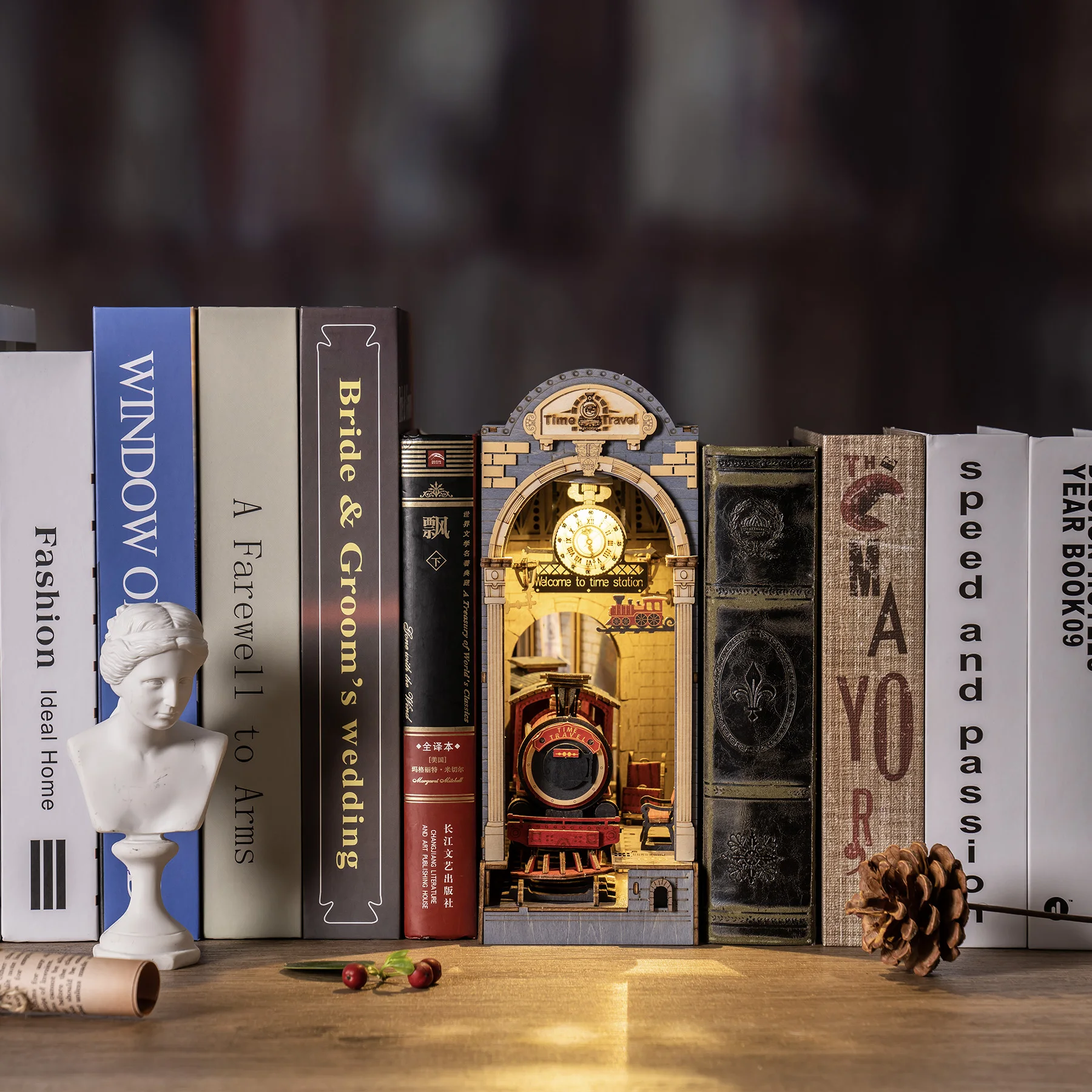 Robotime Rolife Book Nooks Series Stories in Books 4 Kinds DIY Wooden Miniature House Furniture Sakura Densya TGB01 Dropshipping
