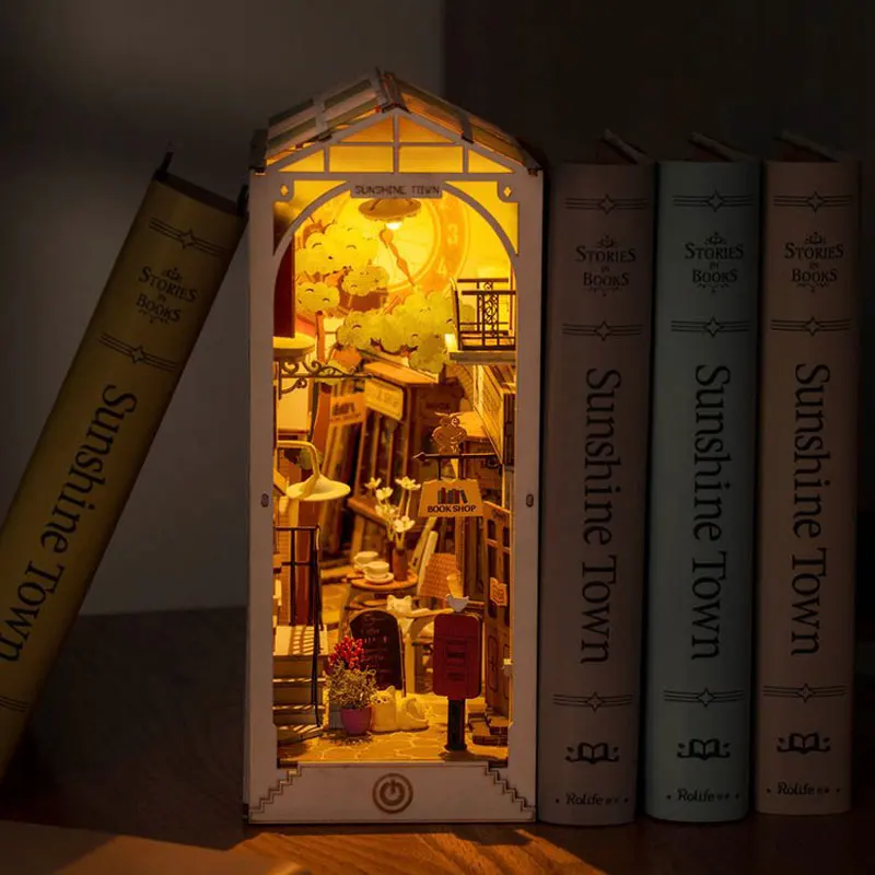 Robotime Rolife Book Nooks Series Stories in Books 4 Kinds DIY Wooden Miniature House Furniture Sakura Densya TGB01 Dropshipping