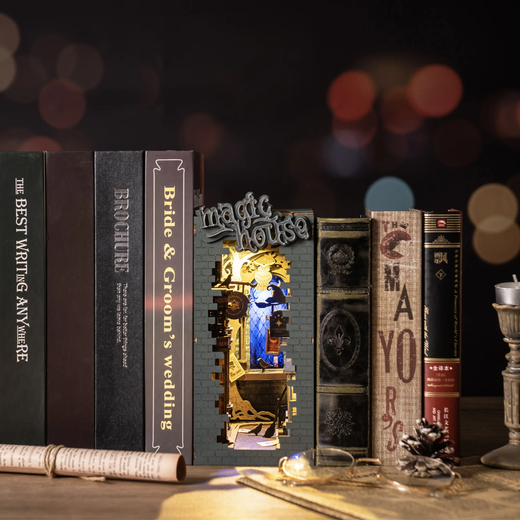 Robotime Rolife Book Nooks Series Stories in Books 4 Kinds DIY Wooden Miniature House Furniture Sakura Densya TGB01 Dropshipping