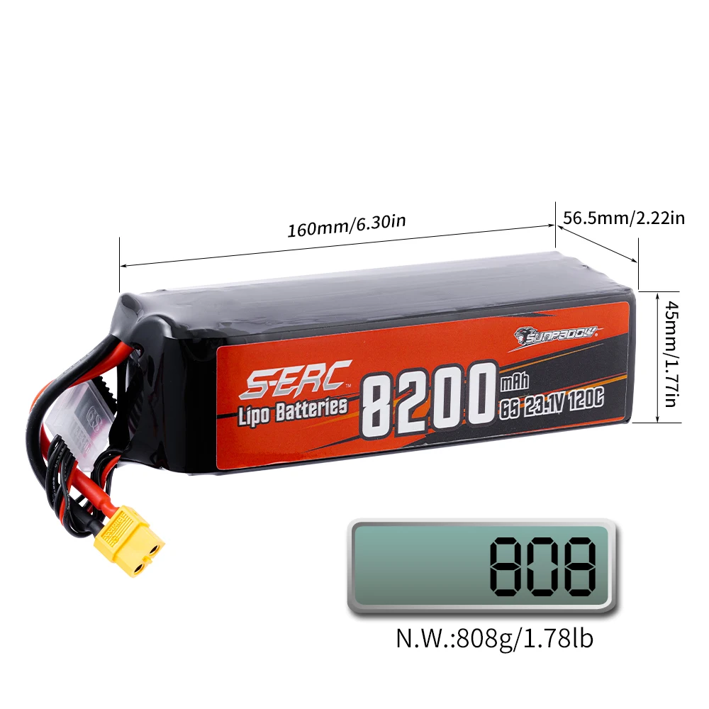 SUNPADOW 6S Lipo Battery 22.2V 5100mAh 7000mAh 60C 120C with XT60 XT90 Plug with RC Airplane Quadcopter Helicopter Drone FPV