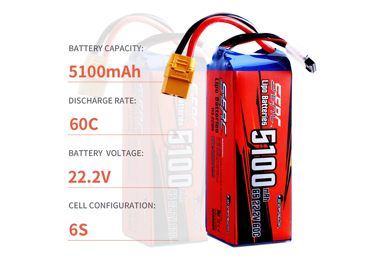 SUNPADOW 6S Lipo Battery 22.2V 5100mAh 7000mAh 60C 120C with XT60 XT90 Plug with RC Airplane Quadcopter Helicopter Drone FPV