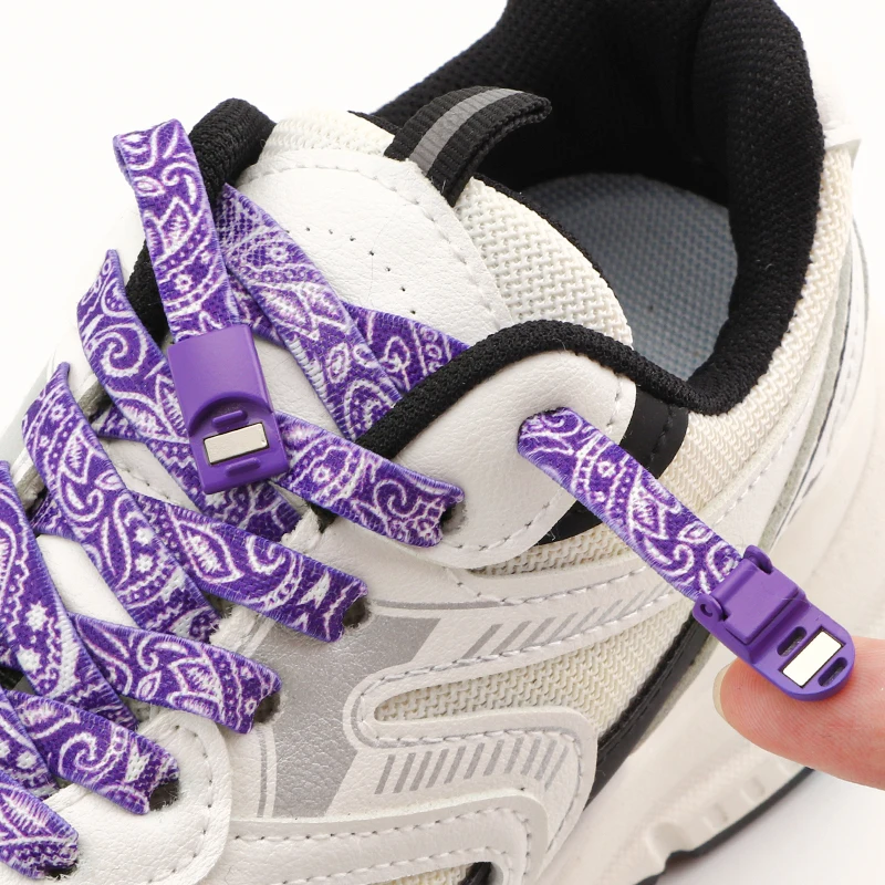 1Pair Magnetic Lock Shoelace Without ties Colorful Flower No tie Shoelaces Kids Adult Elastic Laces Sneakers Shoe Accessories