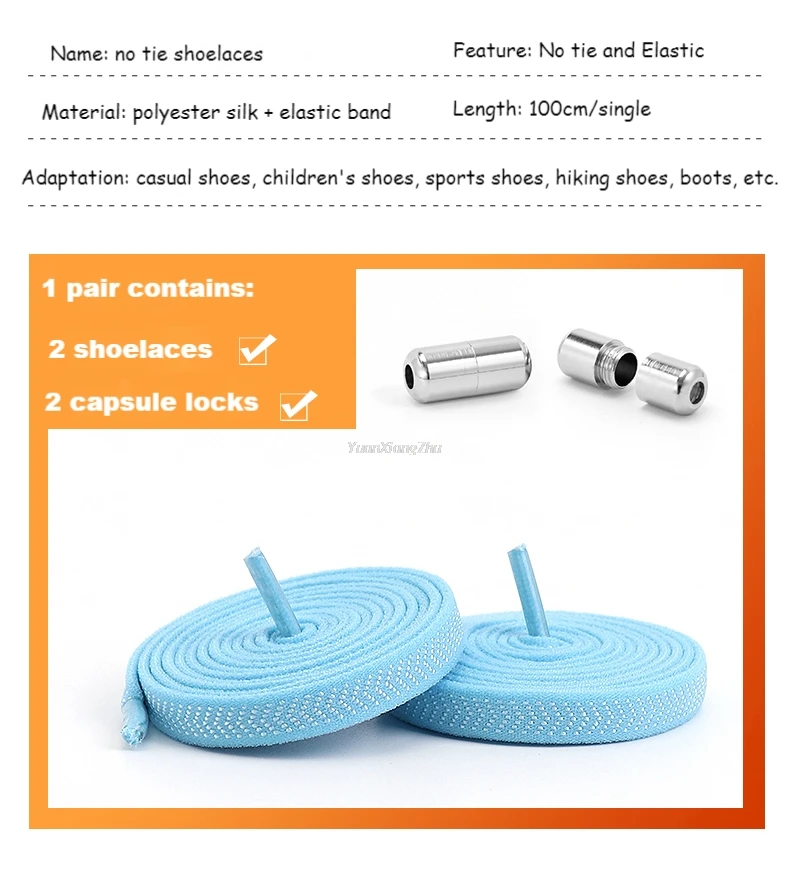Quality No Tie Shoe Laces Elastic Shoelaces Sneakers Quick Tieless Shoelace for Kids Adults Flat laces Rubber Bands for Shoes