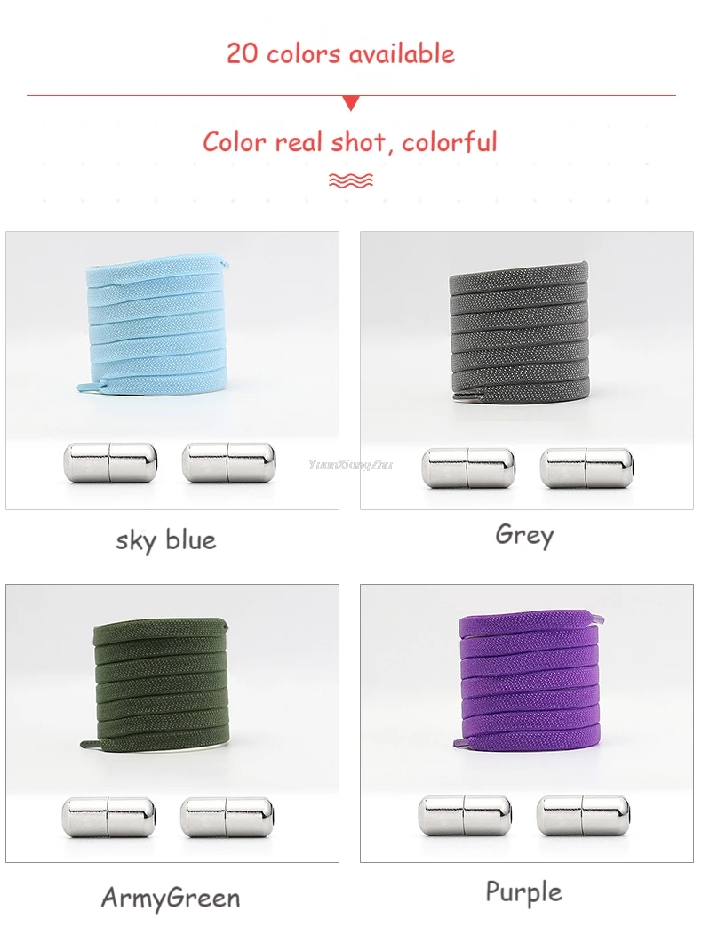 Quality No Tie Shoe Laces Elastic Shoelaces Sneakers Quick Tieless Shoelace for Kids Adults Flat laces Rubber Bands for Shoes