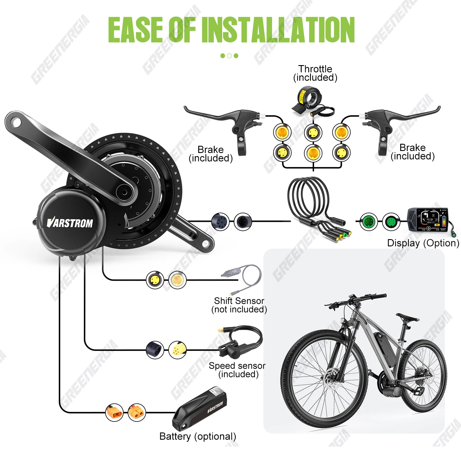 Tongsheng TSDZ16 1000W TSDZ 750W TSDZ2B 500W 250W Motor Mid Drive Torque Sensor Bicycle Electric Bike Conversion Kit 68-73mm