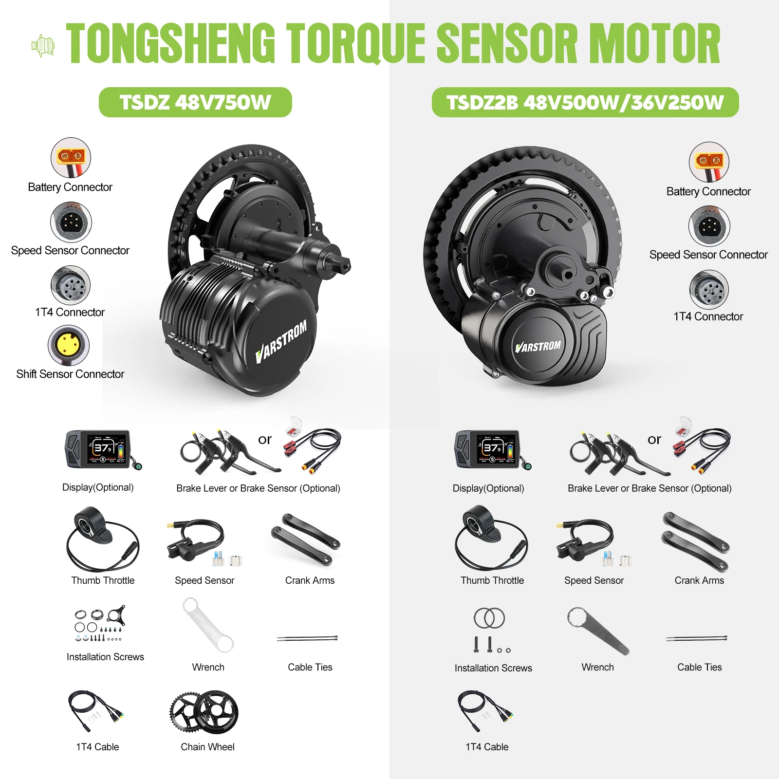 Tongsheng TSDZ16 1000W TSDZ 750W TSDZ2B 500W 250W Motor Mid Drive Torque Sensor Bicycle Electric Bike Conversion Kit 68-73mm