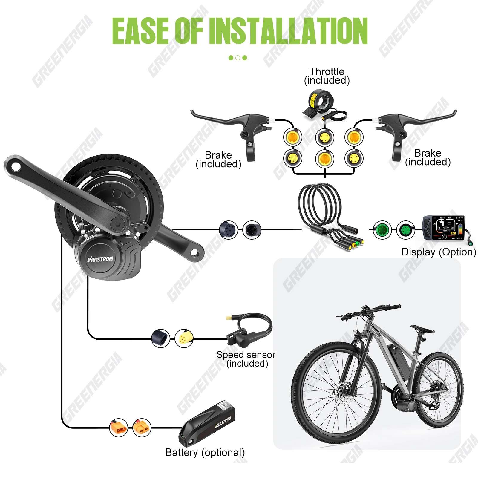 Tongsheng TSDZ16 1000W TSDZ 750W TSDZ2B 500W 250W Motor Mid Drive Torque Sensor Bicycle Electric Bike Conversion Kit 68-73mm
