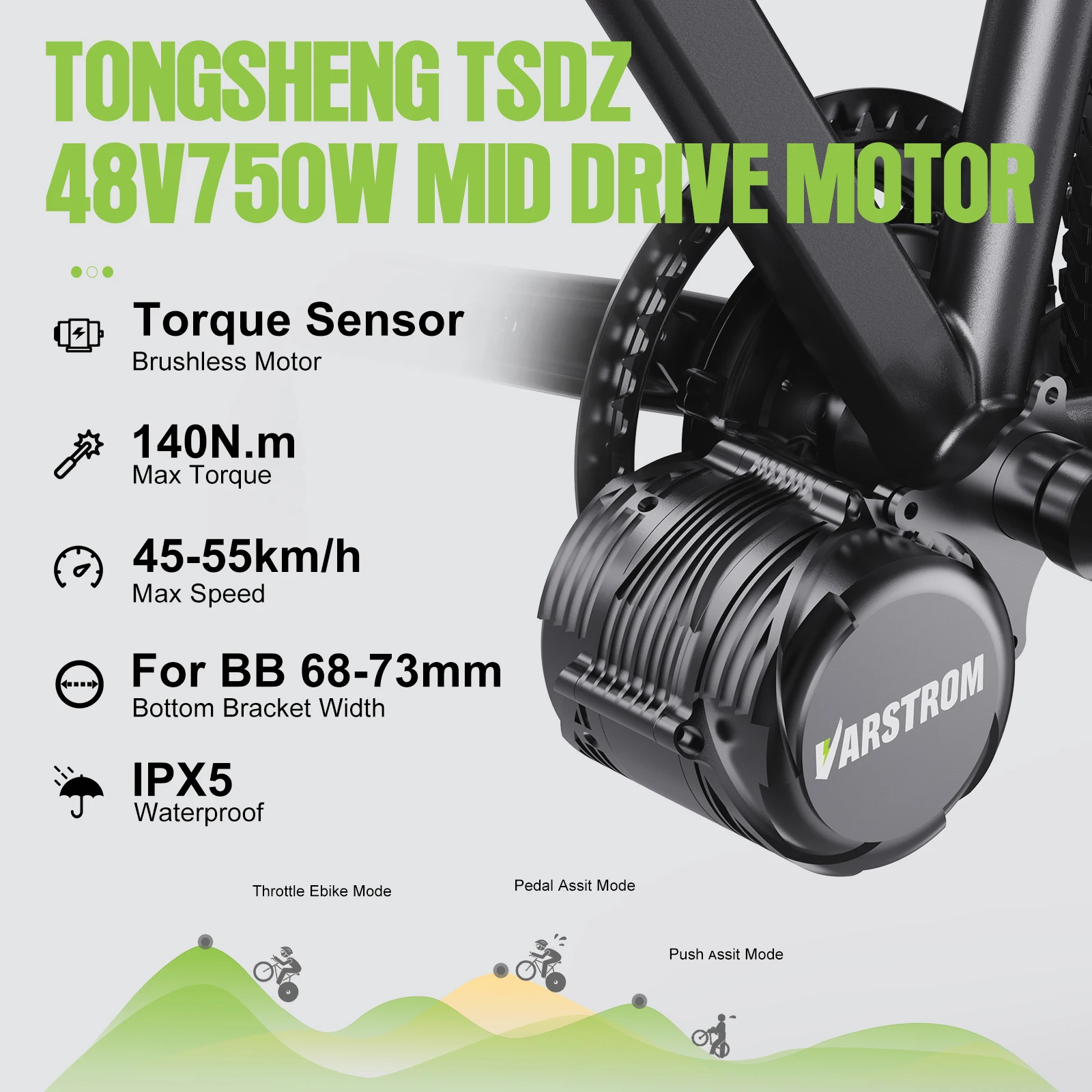 Tongsheng TSDZ16 1000W TSDZ 750W TSDZ2B 500W 250W Motor Mid Drive Torque Sensor Bicycle Electric Bike Conversion Kit 68-73mm