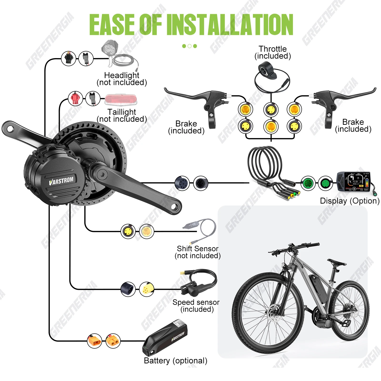 Tongsheng TSDZ16 1000W TSDZ 750W TSDZ2B 500W 250W Motor Mid Drive Torque Sensor Bicycle Electric Bike Conversion Kit 68-73mm