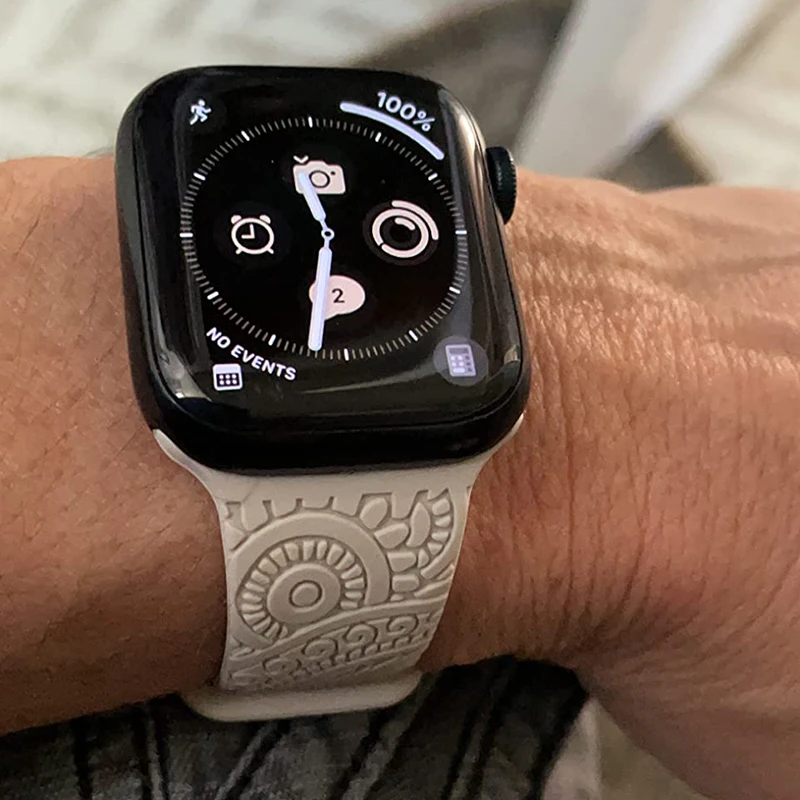 Engraved Band for Apple Watch 44MM 49mm 40mm 41 45mm 38/42mm Leopard Silicone Sport Strap for IWatch Series Ultra 8 7 6 SE 5 4 3