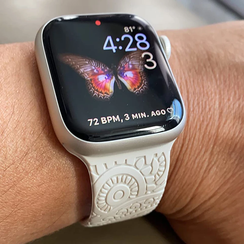 Engraved Band for Apple Watch 44MM 49mm 40mm 41 45mm 38/42mm Leopard Silicone Sport Strap for IWatch Series Ultra 8 7 6 SE 5 4 3