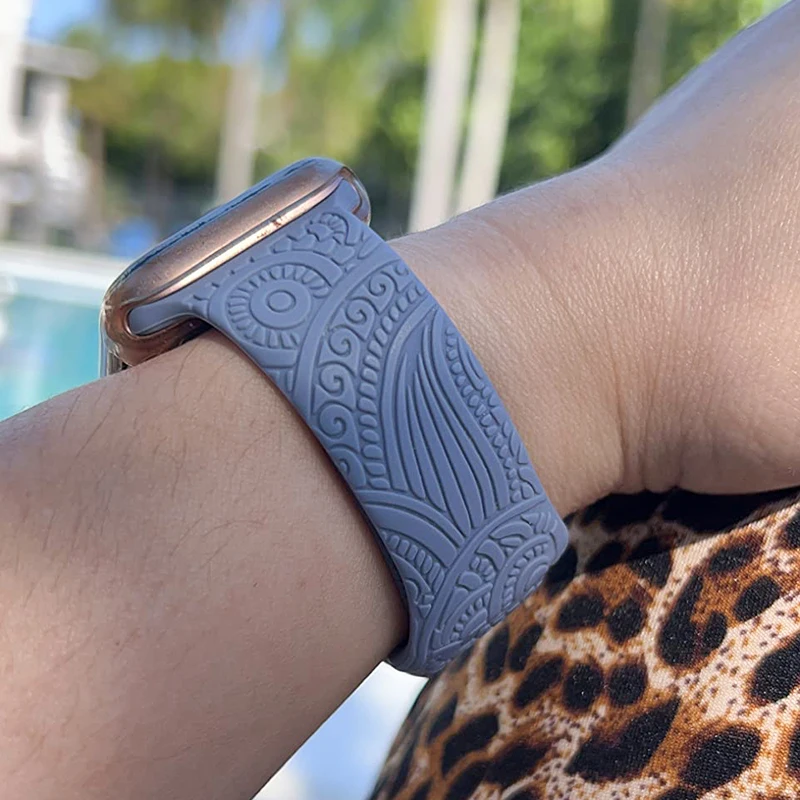 Engraved Band for Apple Watch 44MM 49mm 40mm 41 45mm 38/42mm Leopard Silicone Sport Strap for IWatch Series Ultra 8 7 6 SE 5 4 3